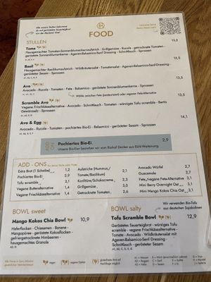 menu   at Bertis in Karlsruhe