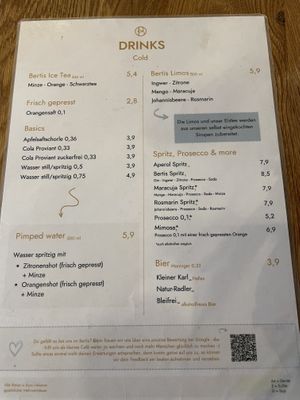 Drinks cold   at Bertis in Karlsruhe