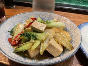Tofu and bok choy  at LumLum in Copenhagen
