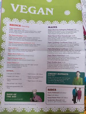 Vegan menu at Pineto Lounge in Bracknell