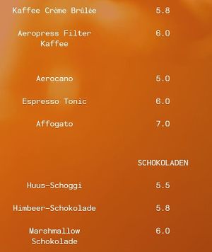 Coffees and hot chocolates at Espressionist Cafe in Lenk