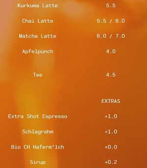 Other (awesome) hot beverages. Free oatmilk!! at Espressionist Cafe in Lenk