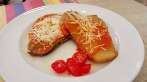 eggplants 'escalope' with tofu cheese at New Vita Restaurant in Sabadell
