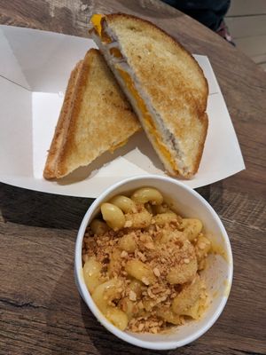 Grilled cheese w/ snack mac at Plant Based Coneys in Ypsilanti