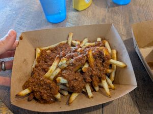 Chili fries at Plant Based Coneys in Ypsilanti