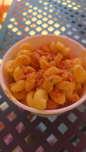 Snack mac at Plant Based Coneys in Ypsilanti