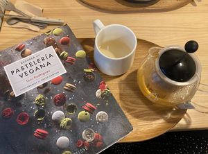 Green tea & vegan pastry book (they have lots of books there which you can read while you eat/drink something) at Doble Uve Obrador in Madrid