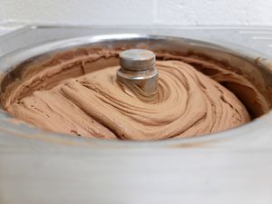 Freshly churned Chocolate gelato, entirely dairy-free/coconut-free! at Gatto Gelato in Portland