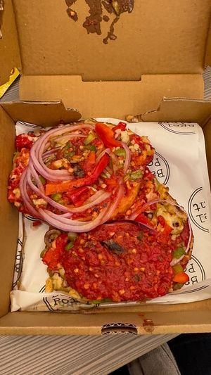 Pizza bagel at Bagel Point in New York City