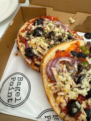 Pizza bagel at Bagel Point in New York City