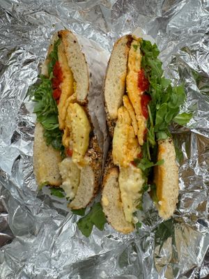 Vegan egg sandwich  at Bagel Point in New York City
