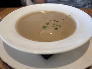 Vegan Cauliflower Soupp  at Porta Via Calabasas in Calabasas