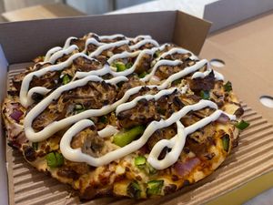 Customised chaap pizza with vegan mayo at PIZZATUDE in Hoppers Crossing
