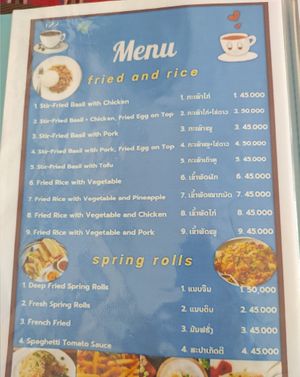 Menu as of December 2024 at Toon Poh Restaurant in Nong Khiaw