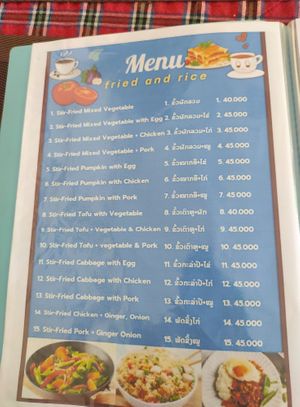 Menu as of December 2024 at Toon Poh Restaurant in Nong Khiaw