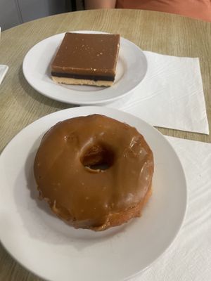 Caramel slice and donut   at Grace's Bakery in Ryde