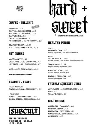 hot drinks, freshly squeezed juices, sodas and seasonal cocktails at SUBCULT in Amsterdam