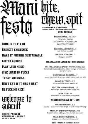 all day breakfast menu at SUBCULT in Amsterdam