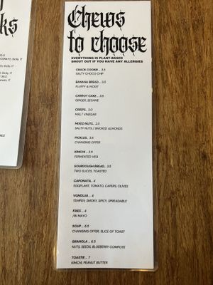 Menu food  at SUBCULT in Amsterdam