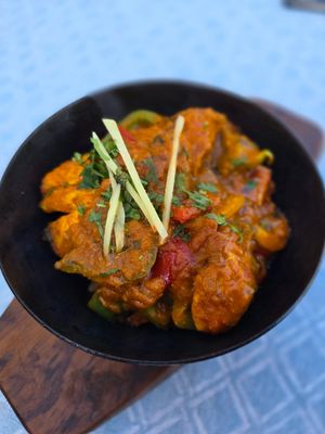 Vegan Prawns cooked in Karahi Sauce  at Tinge of Turmeric in Tenerife