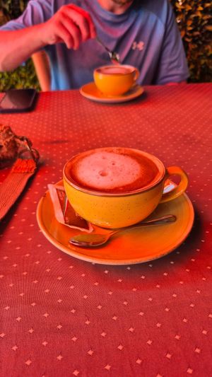 Oat latte at Tinge of Turmeric in Tenerife