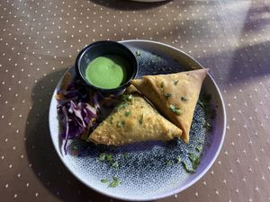 Veg samosa  at Tinge of Turmeric in Tenerife