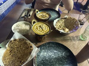 Passanda, korma, garlic roti & garlic chapatti   at Tinge of Turmeric in Tenerife