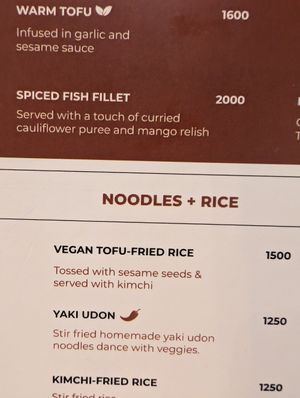 Menu at Akira - Modern Asian in Nairobi