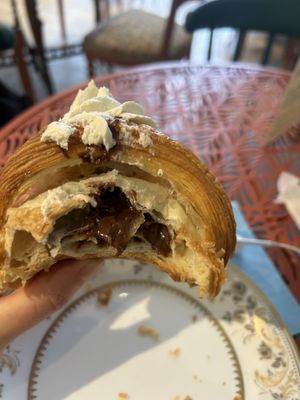 Croissant special ripieno di gianduia con ganache al cioccolato  at Libera Pasticceria Caffetteria in Rome