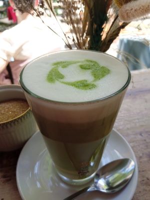 matcha latte (oat-based) at Café Goldjunge Nippes in Cologne