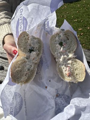 Salt with vegan vegetable cc  at The Original Goldberg's Famous Bagels in Riverhead