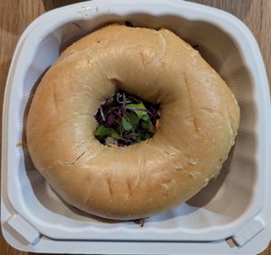 Impossible Bagel Sandwich at Big River Coffee in Hillsboro