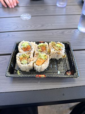 Faux salmon roll  at Novo Asian Food Hall in Pittsburgh