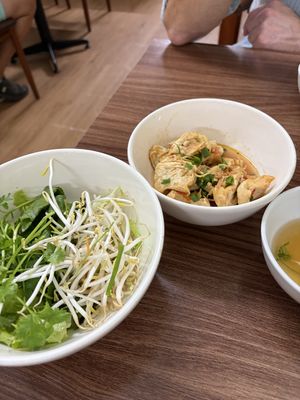 Cilantro, sesame leaves and bean sprouts to add   at Katze in Hanoi