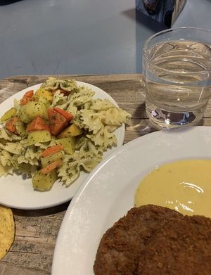 Pasta salad with soja patties   at UniCafe Kaivopiha in Helsinki