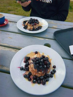 Blueberry Pancakes  at The Lookout Cafe in Weymouth