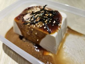 tofu with sesame and peanuts and thick soy and peanut sauce (only offered in summer), 胡麻花生豆腐，NTD 35 at 383 Vegetarian Restaurant - 叄捌叄蔬食餐館 in Taipei