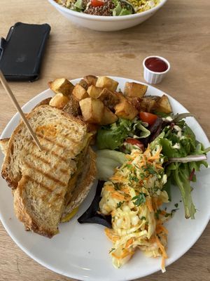 Seitan toastie with chips at Black Cat in East London