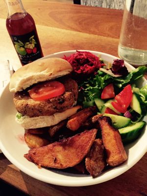 Delicious Tofuburger at Black Cat in East London