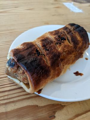 Homemade sausage roll at Black Cat in East London