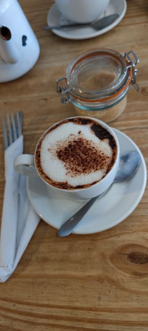 Oat milk cappucino at Black Cat in East London