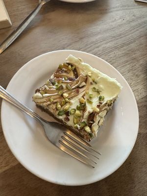 Close up of the carrot cake  #Veganuary at Black Cat in East London