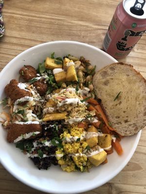 Salad bowl, so filling and delicious   at Black Cat in East London