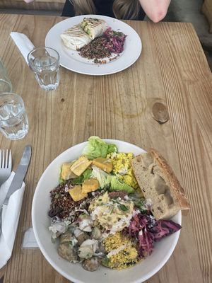 Salad bowl and burrito   at Black Cat in East London