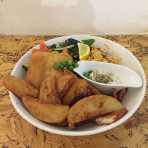 vegan fish and chips at Black Cat in East London