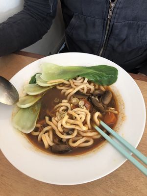 The noodle soup  at Black Cat in East London
