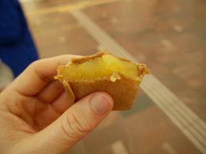 Creamy sweet potato filling at Mangando - Daimaru Tokyo in Tokyo