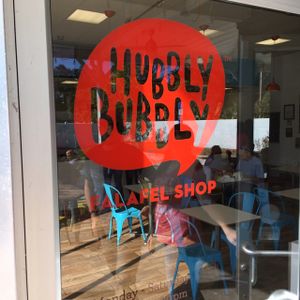 Hubbly Bubbly sign  at Hubbly Bubbly Falafel Shop in Orlando