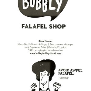 menu at Hubbly Bubbly Falafel Shop in Orlando