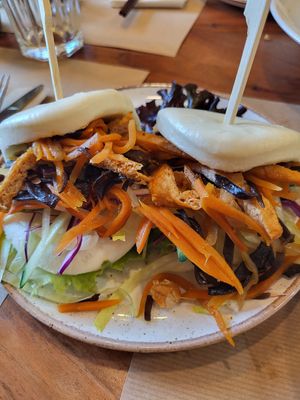 Vegan Bao buns (ask them not to put the mayo because its not vegan) at Thang Long Vietnamese Restaurant in Athens